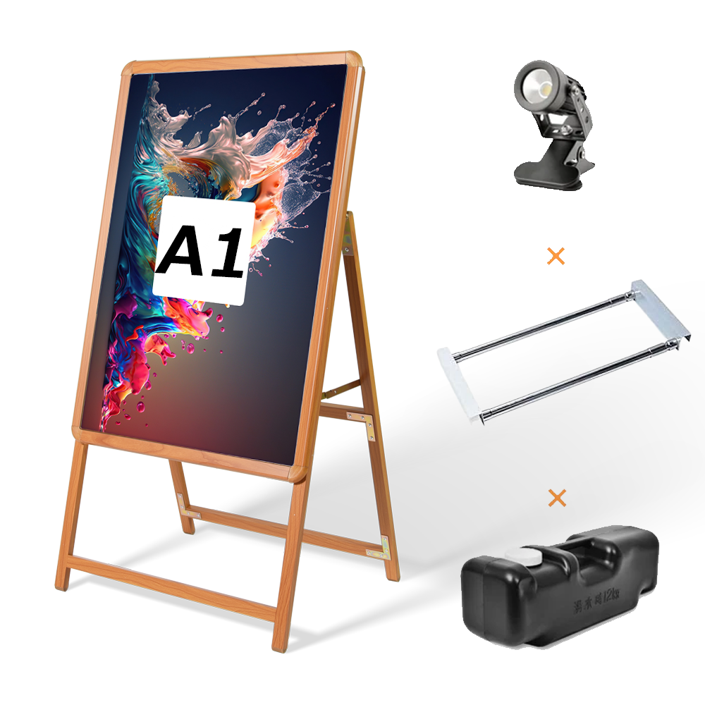 A型スタンド看板 風対策セット A1 片面 シルバー・ブラック・木目 4set-jc-a1-s