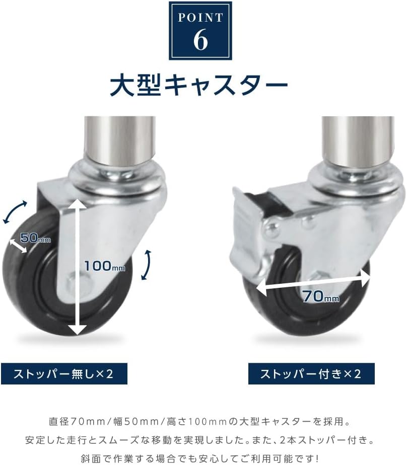 日本製造 ステンレス製 業務用 キャスター付き 奥450×高さ800mm 置棚 作業台棚 ステンレス棚 カウンターラック キッチンラック 二段棚 kot2ca-3045