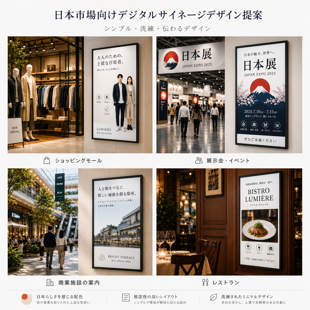 屋外対応壁付き電光掲示板付き薄型LEDライトパネルDLP