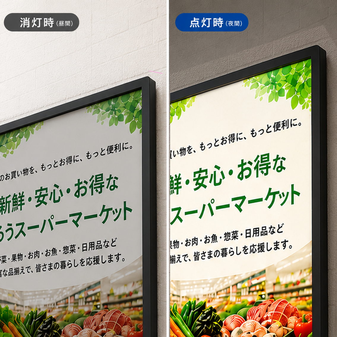 屋外対応壁付き電光掲示板付き薄型LEDライトパネルDLP
