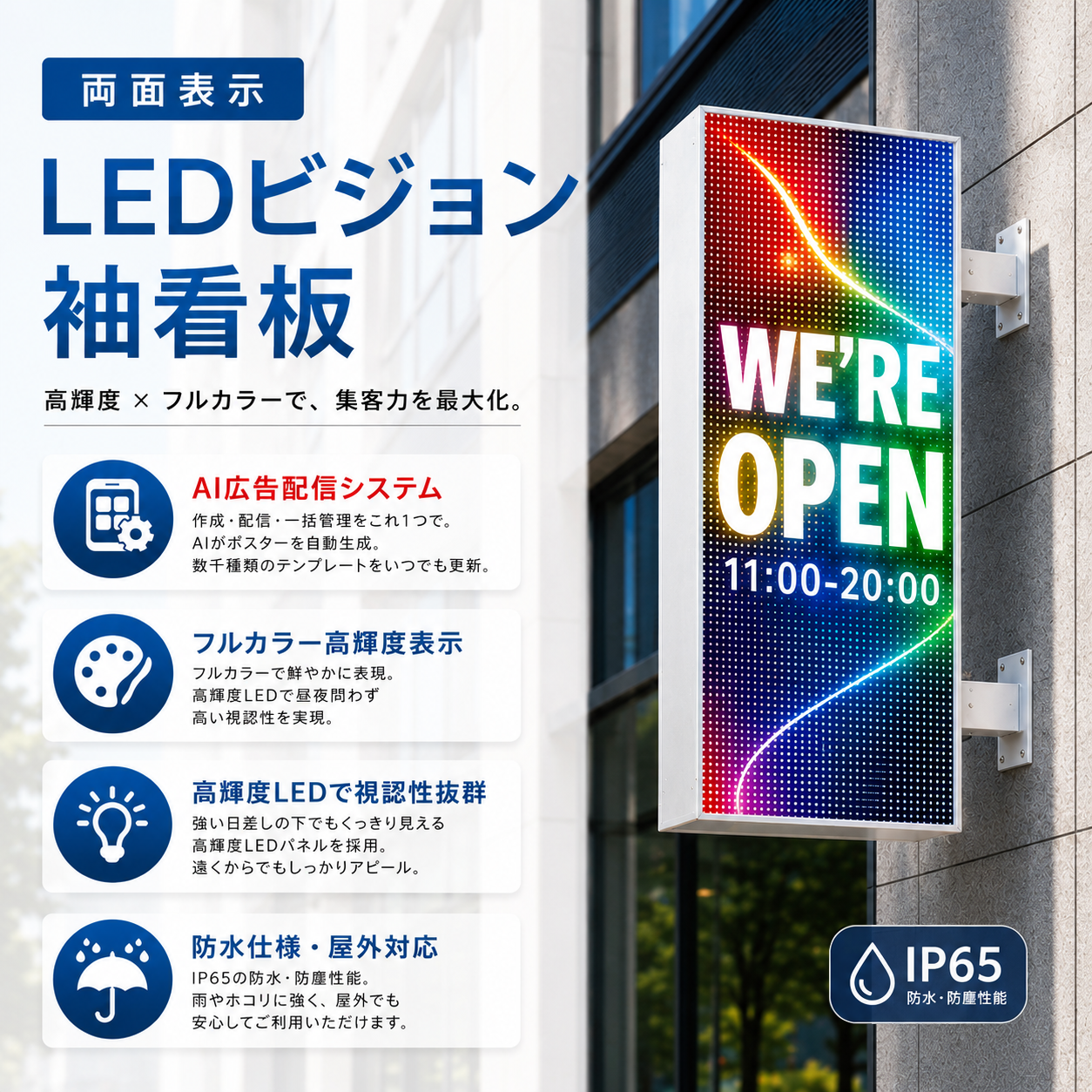 屋外IP65防水両面表示LEDビジョン 袖看板LBS