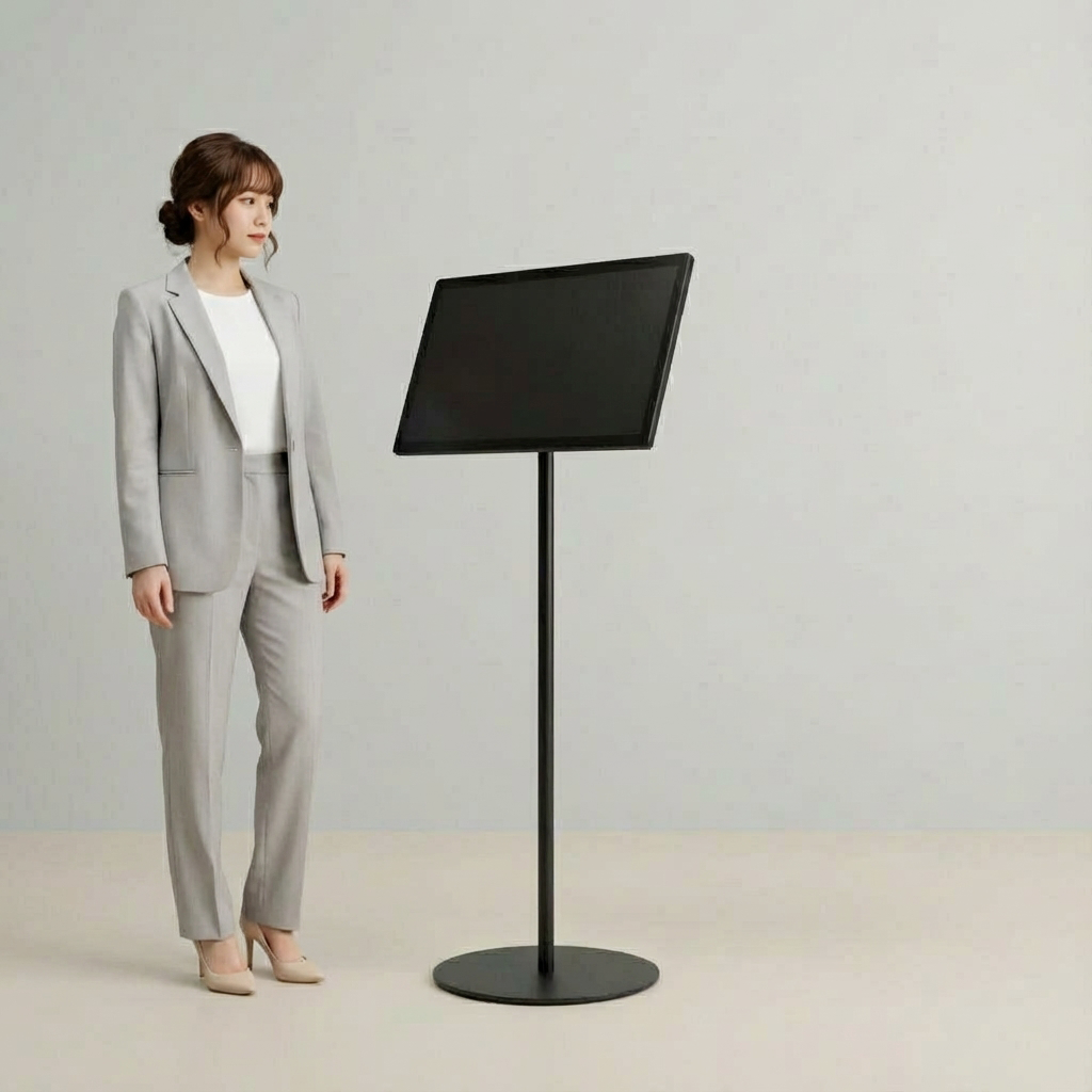 USB挿入だけ スチール製ワンポールスタンド電子ペーパーサイネージ 21.5インチTSTV-S21