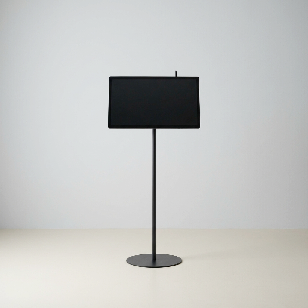 USB挿入だけ スチール製ワンポールスタンド電子ペーパーサイネージ 23.8インチ TSTV-S23