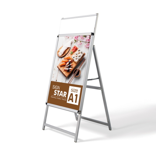 A型スタンド看板 標準タイプ カードケース付き A1 片面 シルバー a1s-s