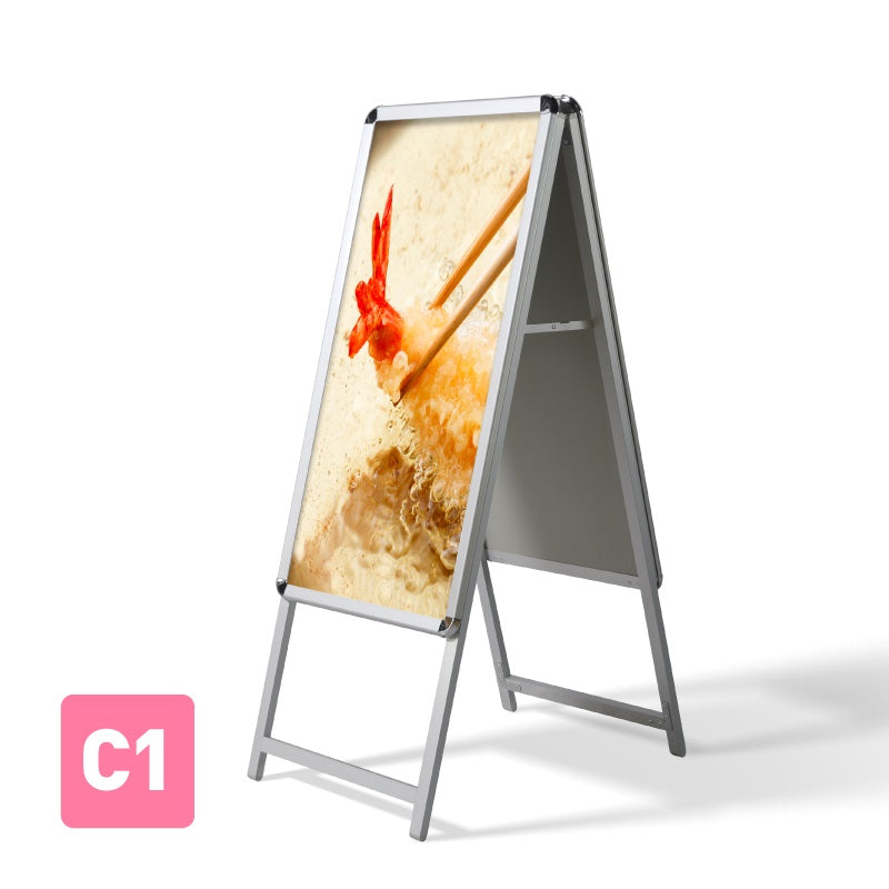 A型スタンド看板 標準タイプ C1 両面 シルバー・ブラック・木目 c1-d