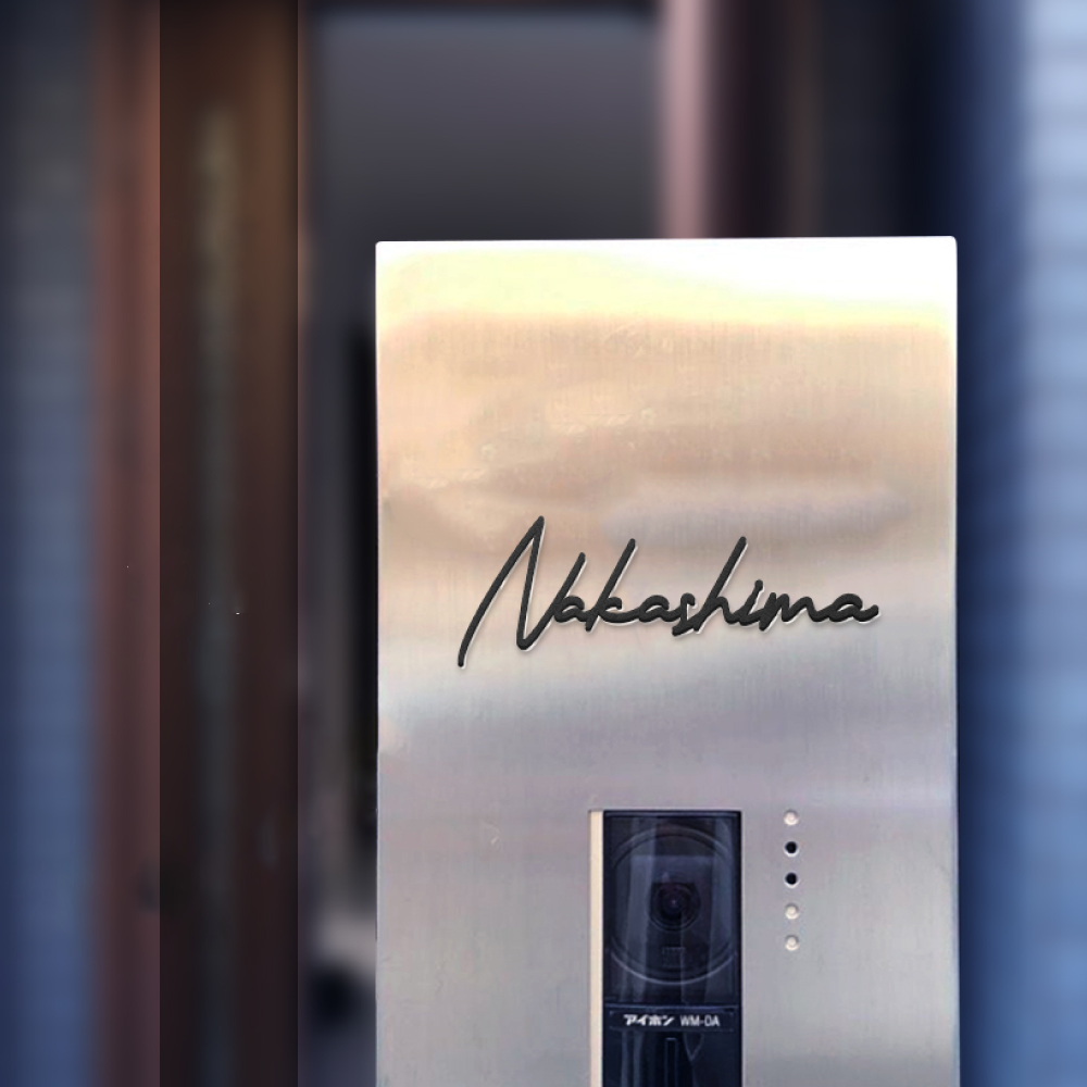 表札 おしゃれ 戸建て ステンレス アイアン 切り文字 おしゃれ マンション 門柱 シール 貼り付け 番地プレート DIY ルームナンバー 番地 筆記体 手書き風 住所入り gs-nmpl-1009