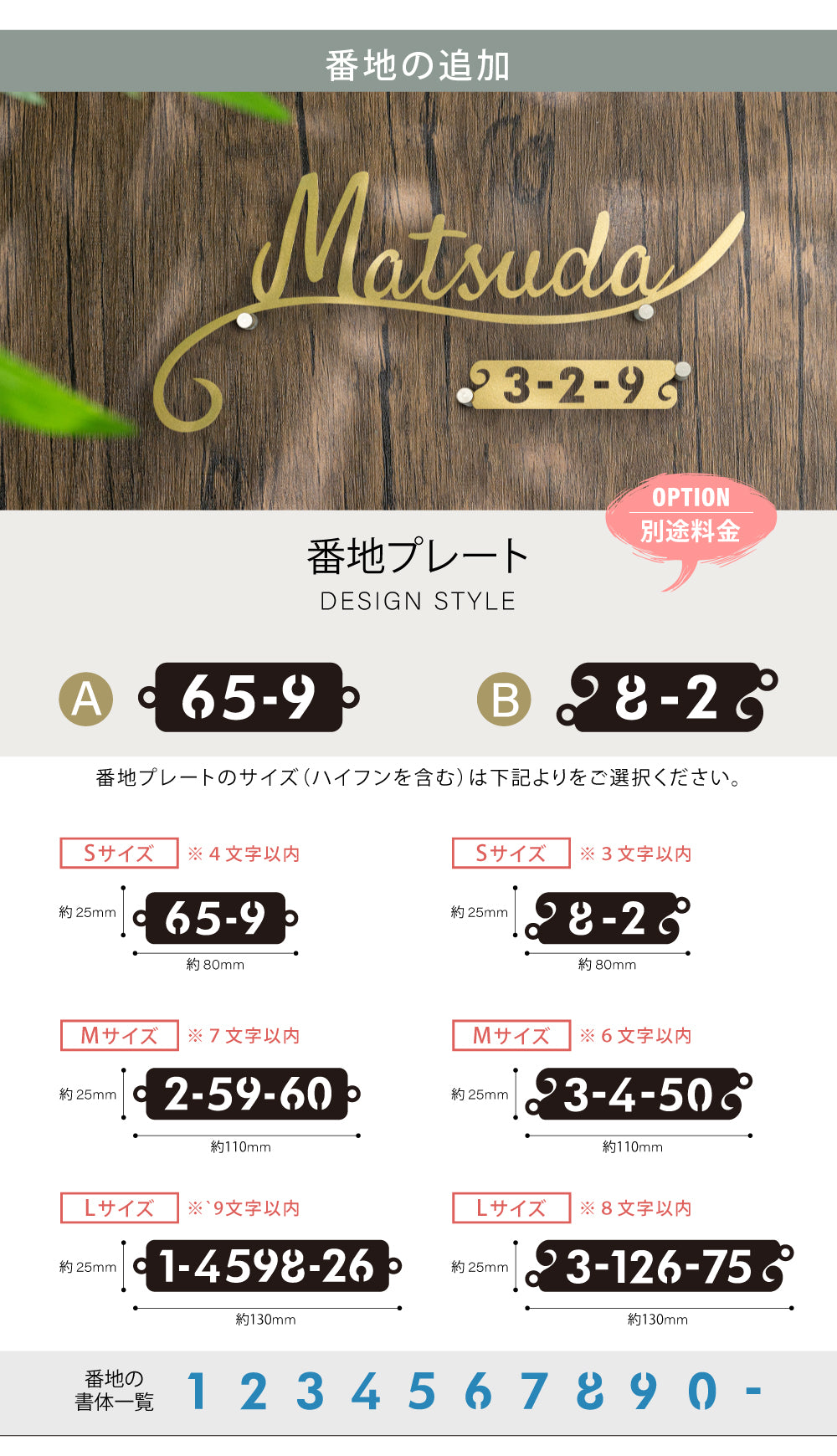 表札 戸建て ステンレス 切文字 ローマ字 番地プレート オーダーメイド 個人宅用 gs-nmpl-1024