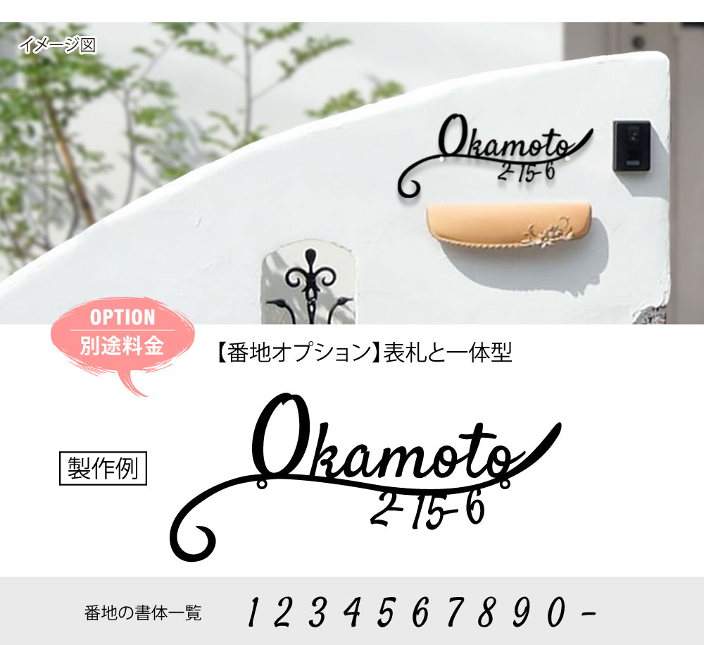 表札 戸建て ステンレス 切文字 ローマ字 番地プレート オーダーメイド 個人宅用 gs-nmpl-1024