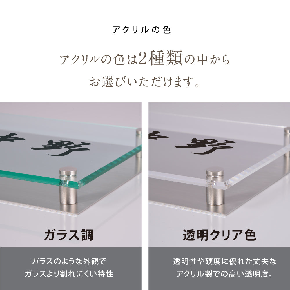 表札 おしゃれ 戸建て ガラス×ステンレス 約130角/150角 門柱 新築祝い gs-nmpl-1044