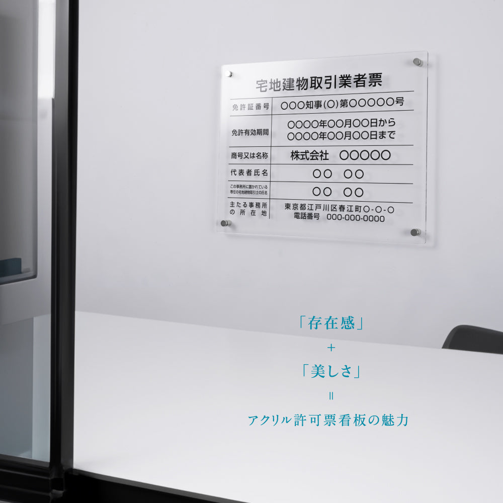 令和7年4月1日改正版 宅地建物取引業者票 看板 H35cm×W45cm 透明クリア 業者票 許可票 標識 事務所 gspl-3tr