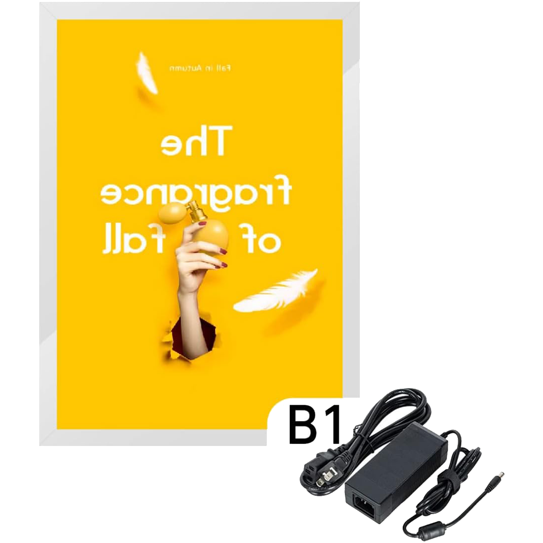 LEDポスターパネル 屋内用 B1 四辺開閉式 シルバー/ブラック W745×H104mm ポスターフレーム LEDパネル ipg2515-b1