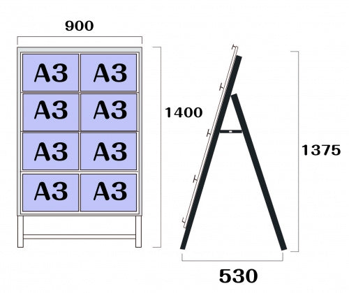 カードケーススタンド看板 A3横8 片面 シルバー kdks-a3y8k