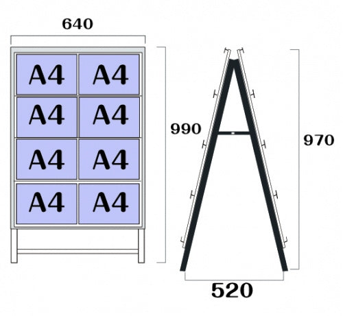 カードケーススタンド看板 A4横16 両面 シルバー kdks-a4y16r