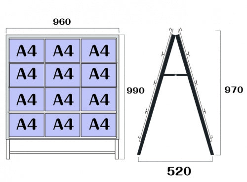 カードケーススタンド看板 A4横24 両面 シルバー kdks-a4y24r