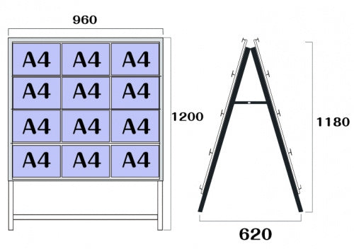 カードケーススタンド看板 ハイタイプ A4横24 両面 シルバー kdks-a4y24rh