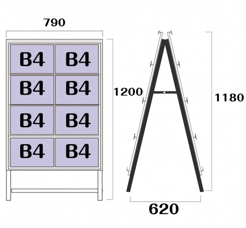 カードケーススタンド看板 B4横16 両面 シルバー kdks-b4y16r