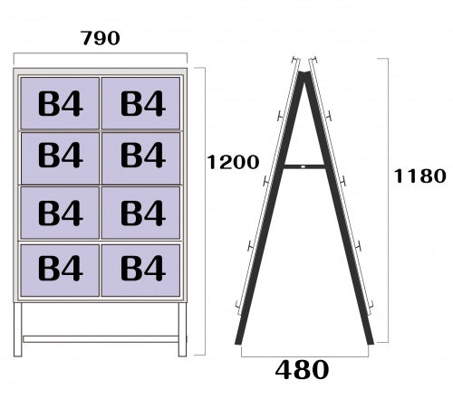 カードケーススタンド看板 B4横8 片面 シルバー kdks-b4y8k