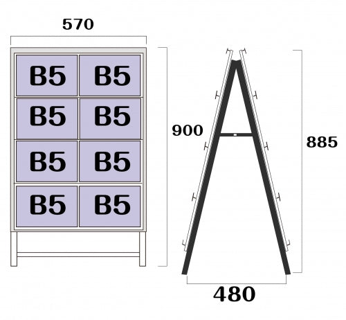 カードケーススタンド看板 B5横16 両面 シルバー kdks-b5y16r
