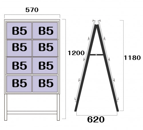 カードケーススタンド看板 ハイタイプ B5横16 両面 シルバー kdks-b5y16rh