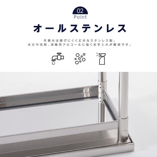 日本製 業務用 ステンレス 作業台 3段タイプ 調理台 キッチン置き棚 W45×H80×D60cm ステンレス棚 カウンターラック キッチンラック 厨房収納 kot3ba-4560