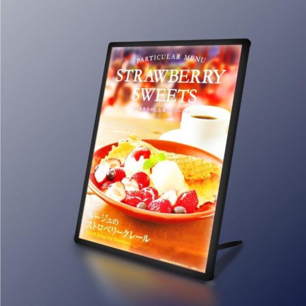 LEDポスターパネル 屋内用 A4 薄型 スライド式 シルバー/ブラック W212.5×H305mm ポスターフレーム LEDパネル led-pu-a4