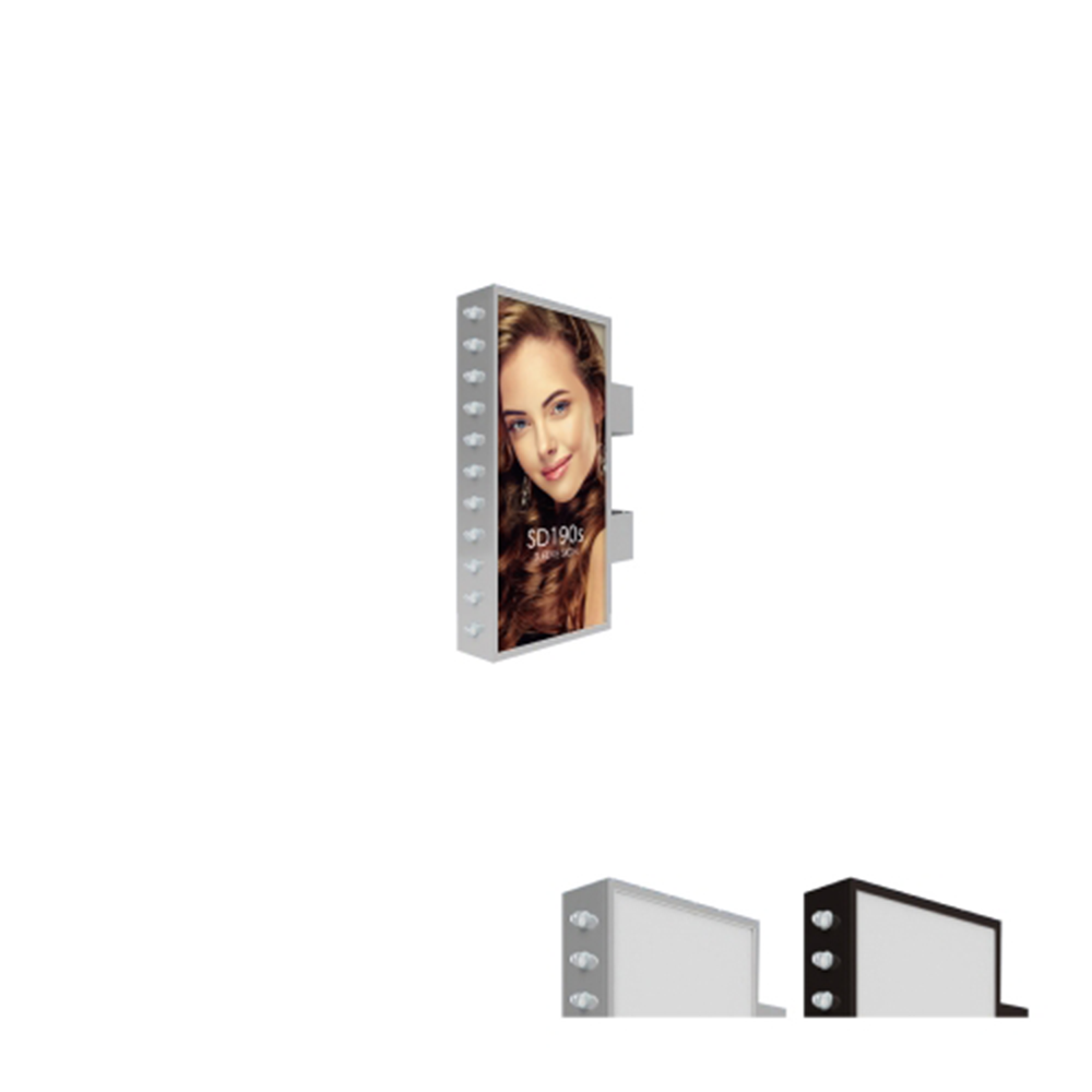 LED内照式袖看板 角アルミ アクリル面板タイプ 両面仕様 LED点滅球付き シルバー/ブラック W600mm×H1200mm LSD190-600-1200