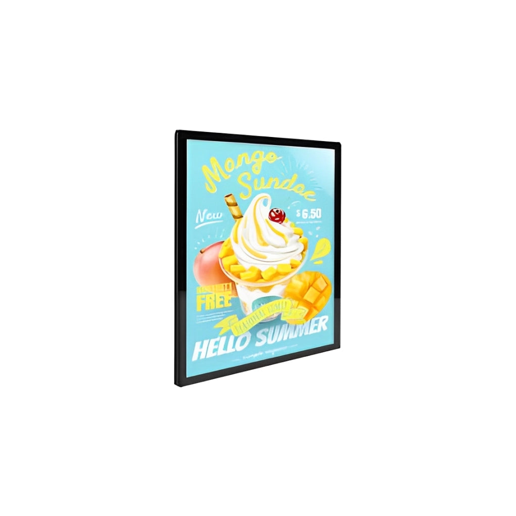 LEDポスターパネル 屋内用 薄型 角丸 フロントオープン磁石式 W457×H632mm シルバー/ブラック ポスターフレーム LEDパネル mgl-15r