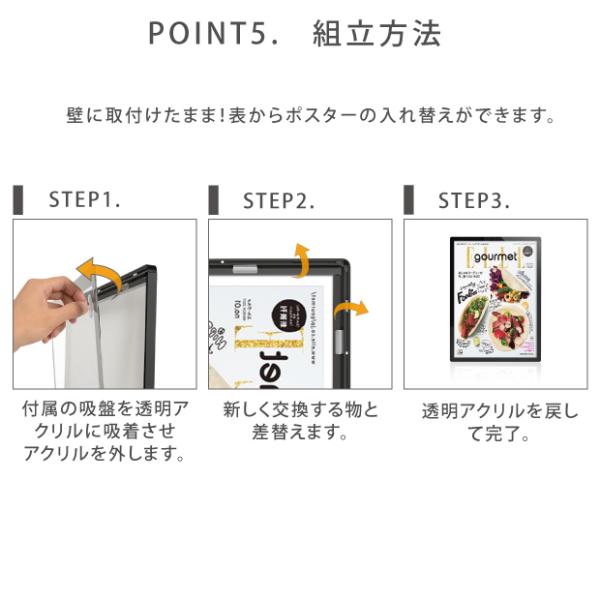 LEDポスターパネル 屋内用 薄型 角丸 フロントオープン磁石式 W765×H1068mm シルバー/ブラック ポスターフレーム LEDパネル mgl-40r