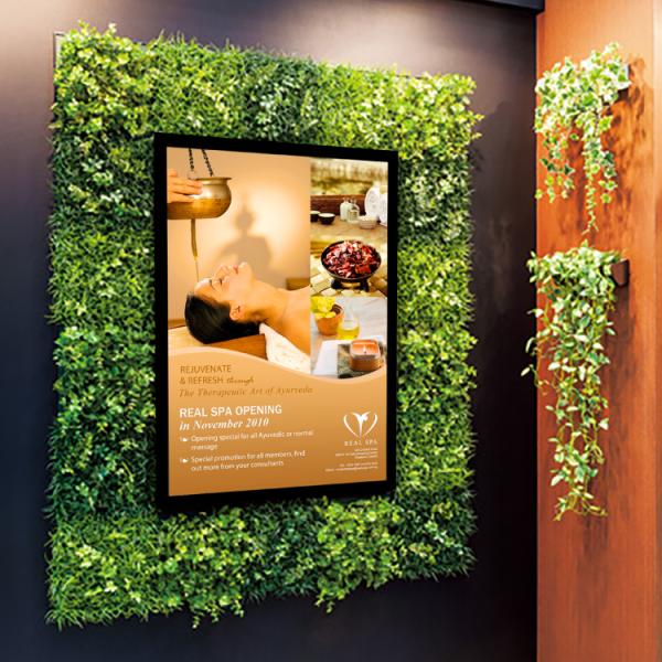 LEDポスターパネル 屋内用 薄型 角形 フロントオープン磁石式 W765×H1068mm シルバー/ブラック ポスターフレーム LEDパネル mgl-40s