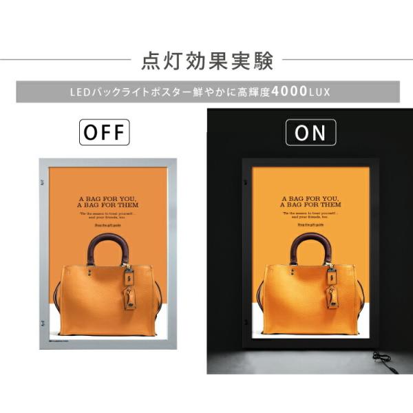 LEDポスターパネル 屋外用 A0 角形 防犯鍵付き式 シルバー/ブラック W928×H1275mm ポスターフレーム LEDパネル okh49-a0