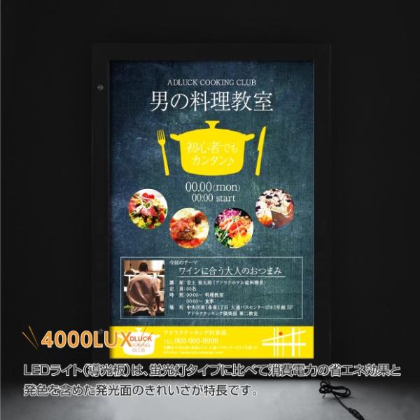 LEDポスターパネル 屋外用 B0 角形 防犯鍵付き式 シルバー/ブラック W1117×H1543mm ポスターフレーム LEDパネル okh49-b0