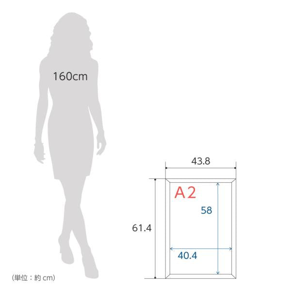 激安 ポスターフレーム アルミ 屋内用 A2 シルバー/ブラック/ホワイト 壁付 W438×H614mm pf-a2