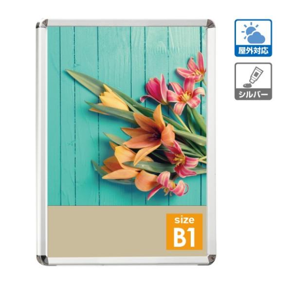 ポスターフレーム 屋外用 B1 四辺開閉式 シルバー/ブラック/ライトブラウン 壁付 グリップ W780×H1080mm PG-B1