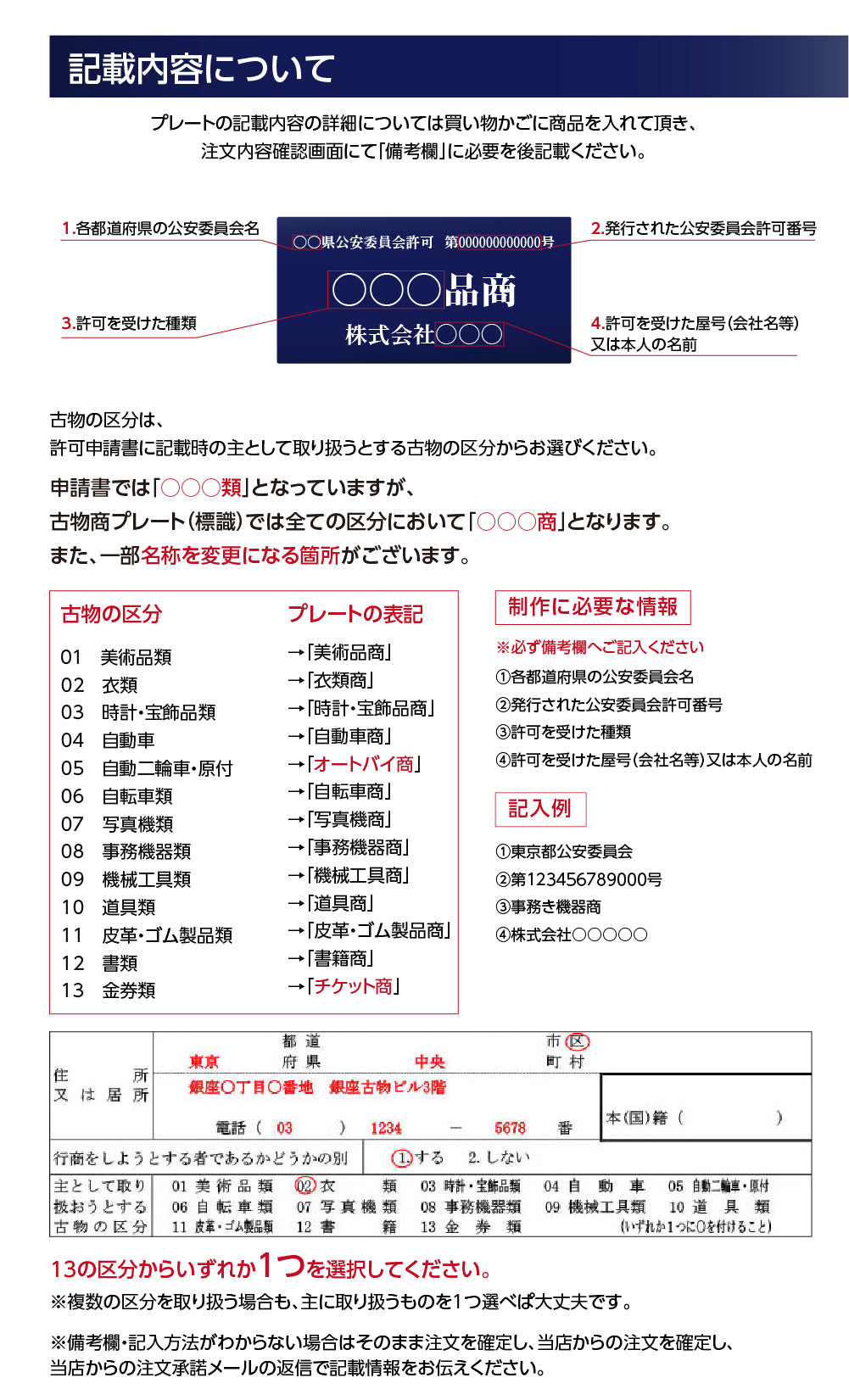 ステンレス製 古物商プレート168×88mm (青色)(壁掛け用穴なしタイプ)/警察 公安委員会指定 格安 標識 s-curio-blue