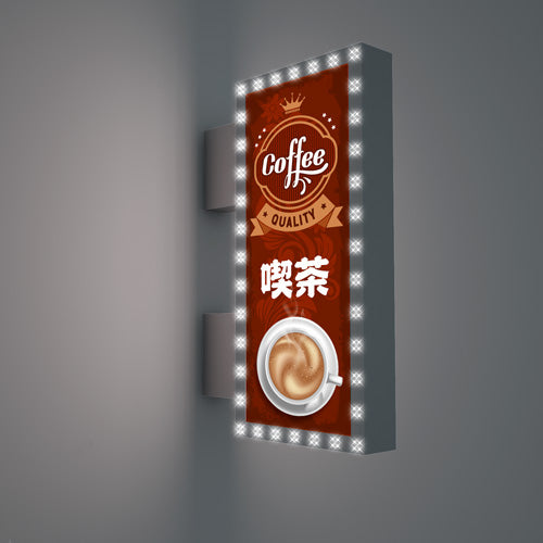 LED内照式袖看板 角アルミ アクリル面板タイプ 両面仕様 LED点滅モジュール付き ホワイト W590mm×H1220mm SD170-590-1220