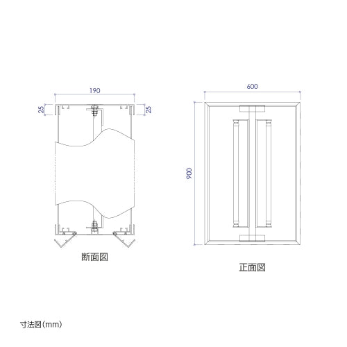 LED内照式袖看板 角アルミ アクリル面板タイプ 両面仕様 シルバー/ブラック W600mm×H900mm SD190-600-900
