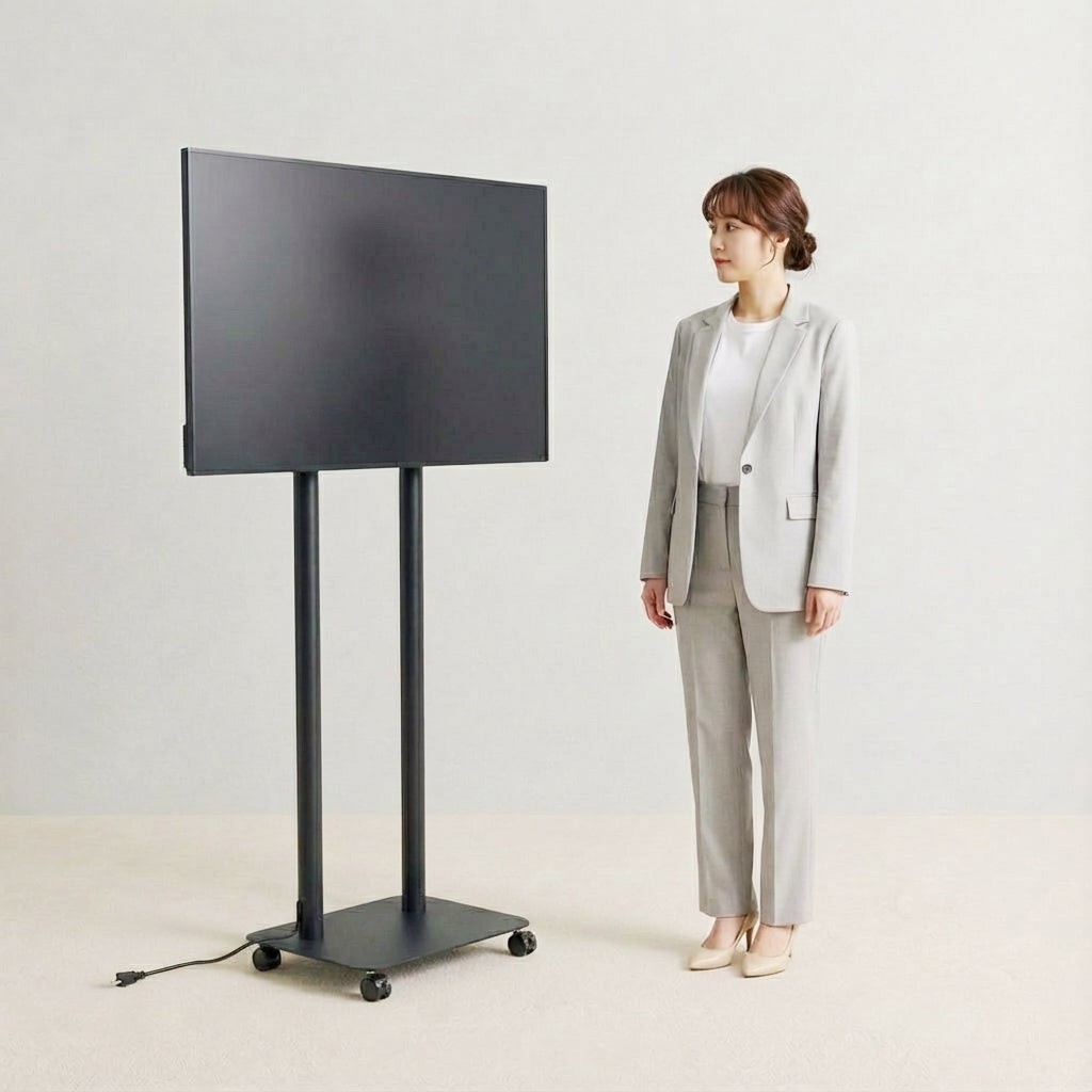 縦横両用 2本ポール　楽々移動キャスター付きスタンド付きデジタルサイネージ 43インチ 室内用 フルHD（1920×1080）高さ1698mm TSTV-CHD43