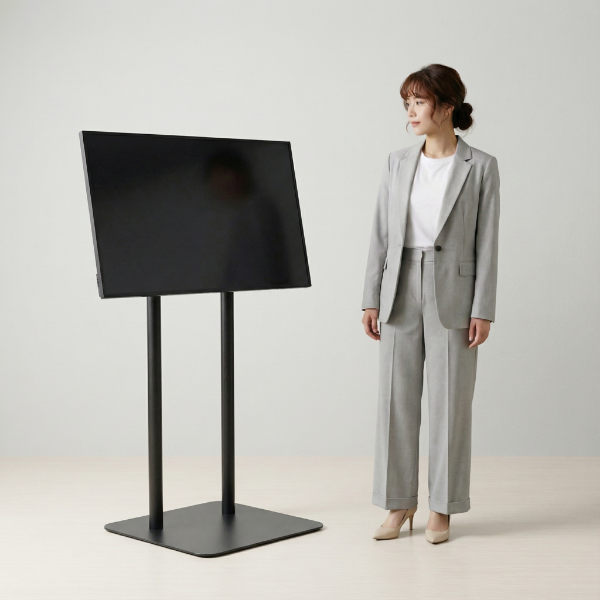 縦横両用 2本ポール　スタンド付きデジタルサイネージ 43インチ 室内用 フルHD（1920×1080）高さ1360mm TSTV-D43