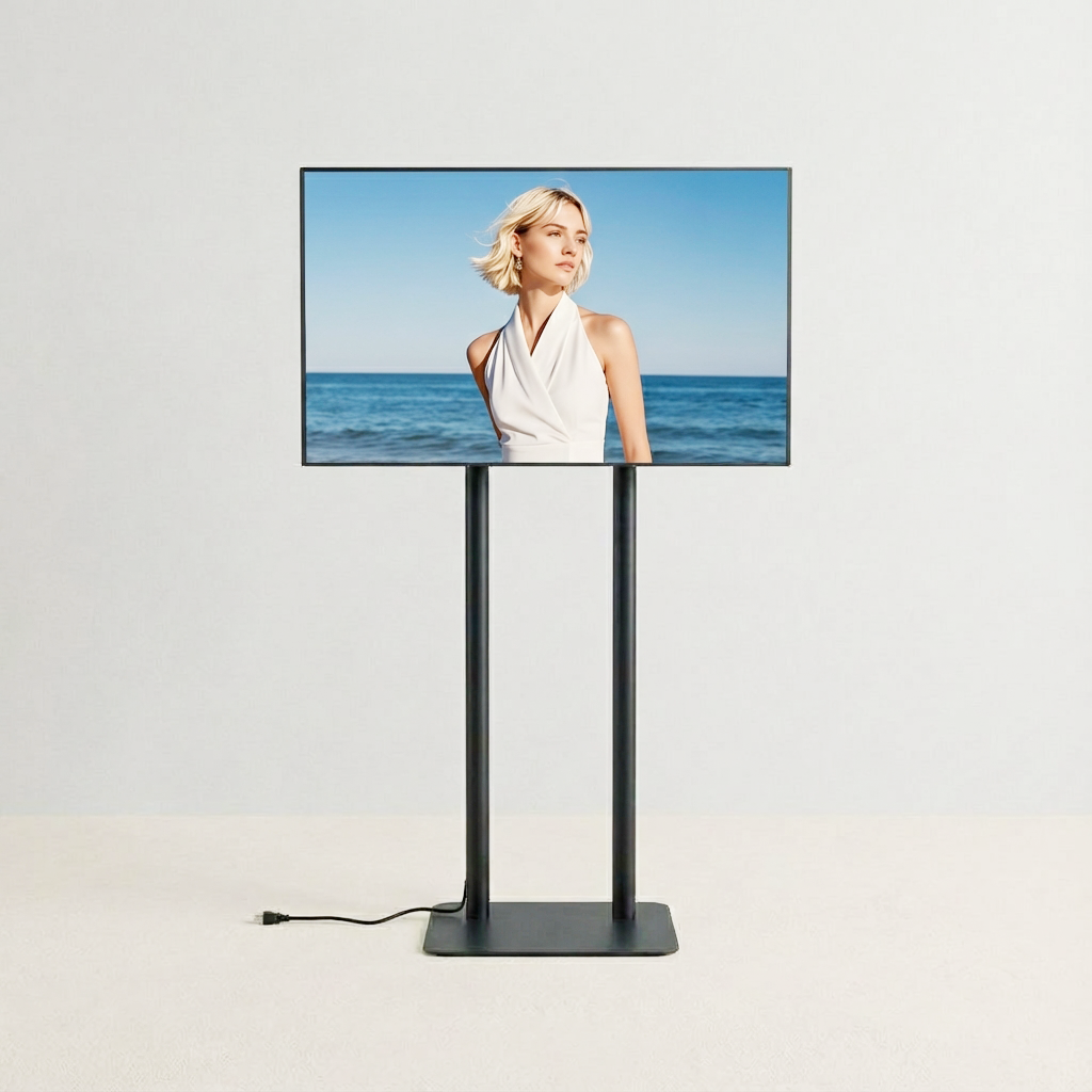 縦横両用 2本ポール　スタンド付きデジタルサイネージ 43インチ 室内用 フルHD（1920×1080）高さ1698mm tstv-hd43