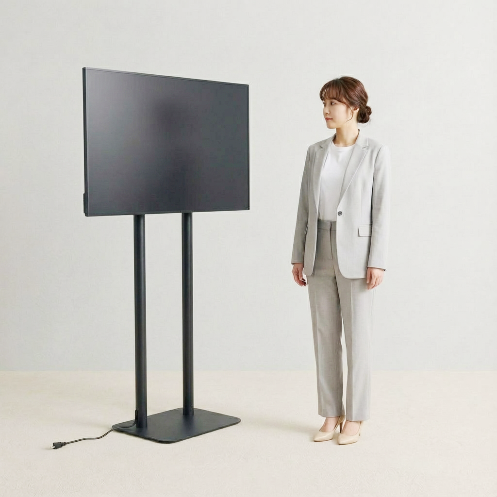 縦横両用 2本ポール　スタンド付きデジタルサイネージ 43インチ 室内用 フルHD（1920×1080）高さ1698mm tstv-hd43