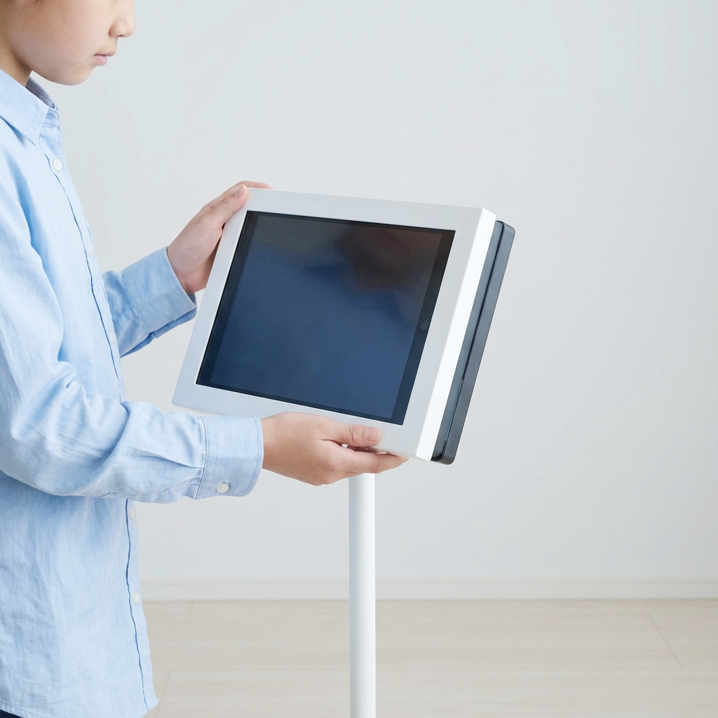 USB挿入だけ　スチール製ワンポールスタンド電子ペーパーサイネージ 13.3インチ TSTV-S13