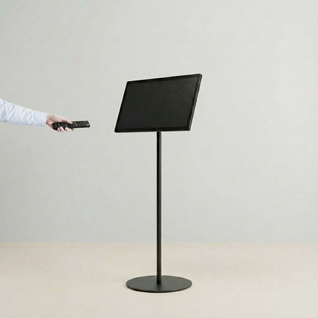 USB挿入だけ　スチール製ワンポールスタンド電子ペーパーサイネージ 21.5インチTSTV-S21