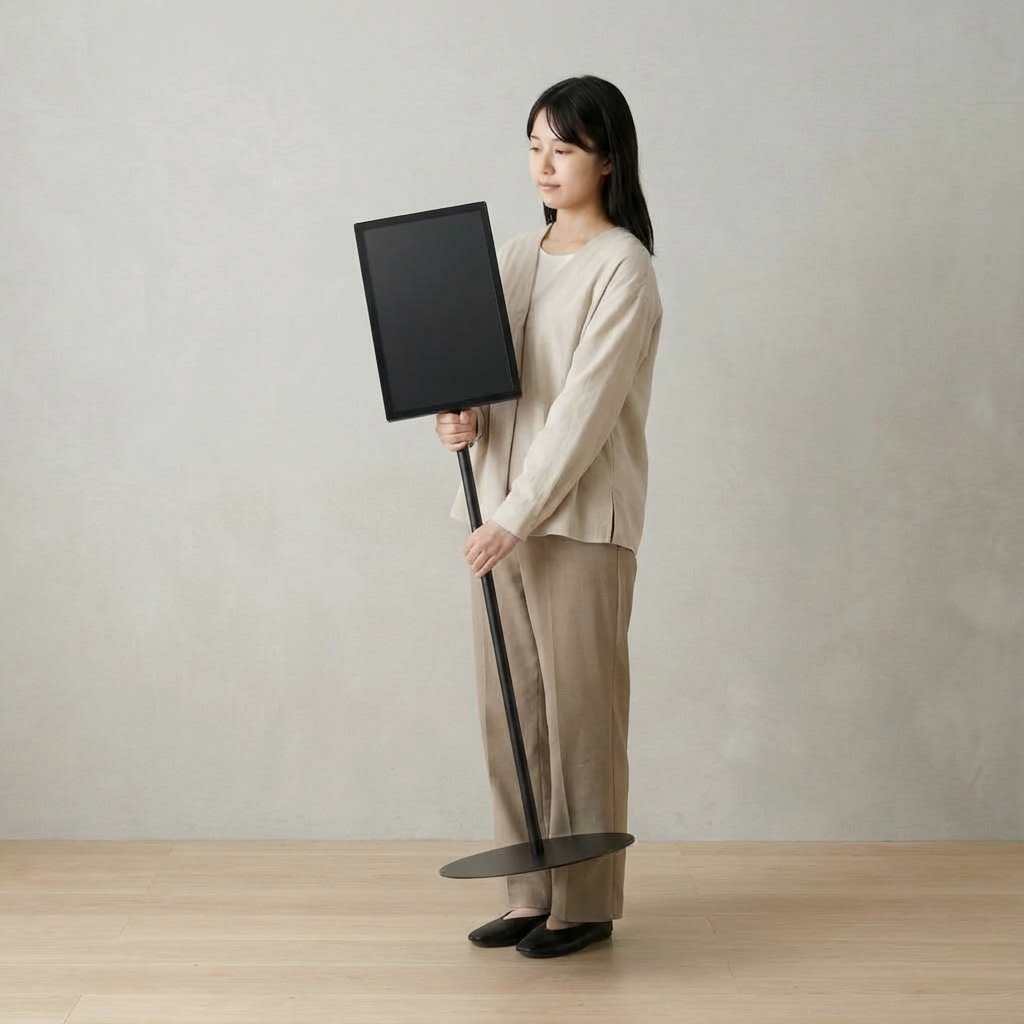 USB挿入だけ　スチール製ワンポールスタンド電子ペーパーサイネージ 21.5インチTSTV-S21