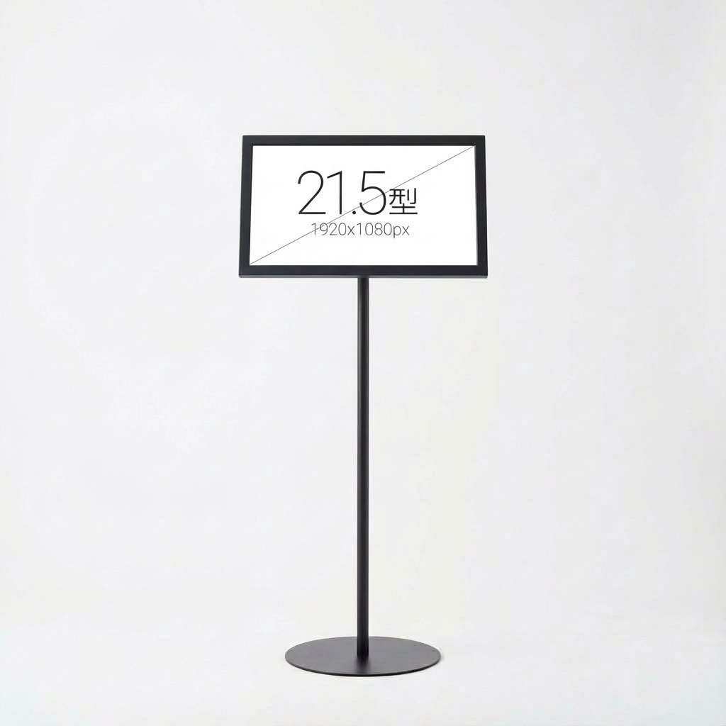 USB挿入だけ　スチール製ワンポールスタンド電子ペーパーサイネージ 21.5インチTSTV-S21