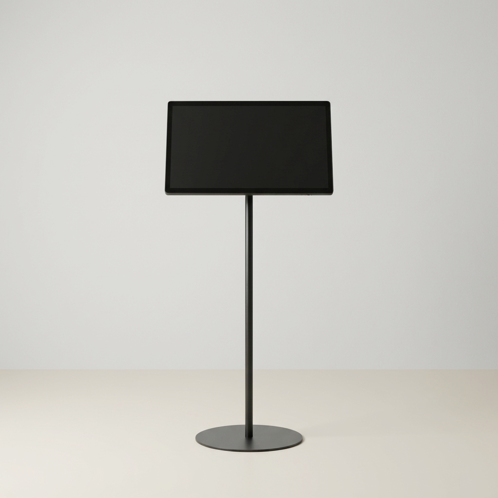 USB挿入だけ　スチール製ワンポールスタンド電子ペーパーサイネージ 23.8インチ TSTV-S23