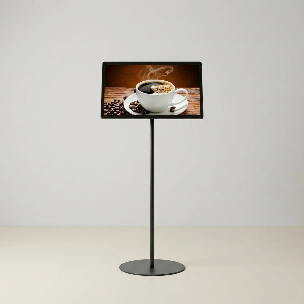 USB挿入だけ　スチール製ワンポールスタンド電子ペーパーサイネージ 23.8インチ TSTV-S23