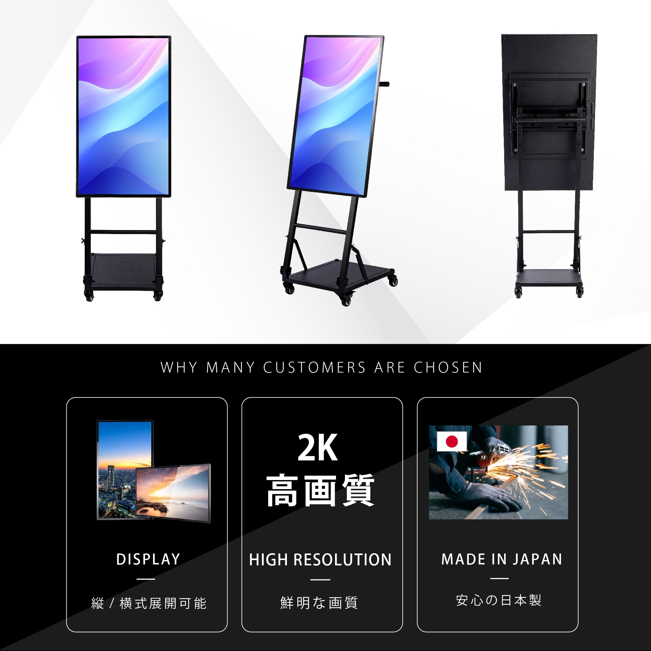 屋内仕様 32/43インチ 対応デジタルサイネージ 傾斜型スタンドセット 縦横自由 コンテンツ配信 軽量 USBメモリー dsns-j