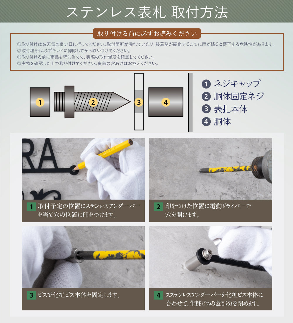 表札 おしゃれ 戸建て ステンレス 北欧 切り文字 番地 筆記体 玄関 屋外 住宅 新築祝い gs-nmpl-1089