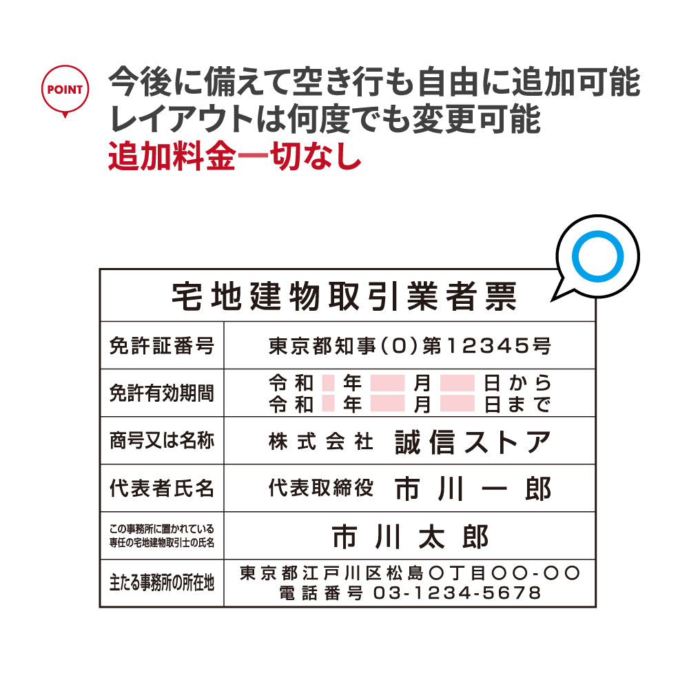 宅地建物取引業者票 W535mm×H384mm 店舗 事務所用看板 更新 許可票 gs-pl-CT211B