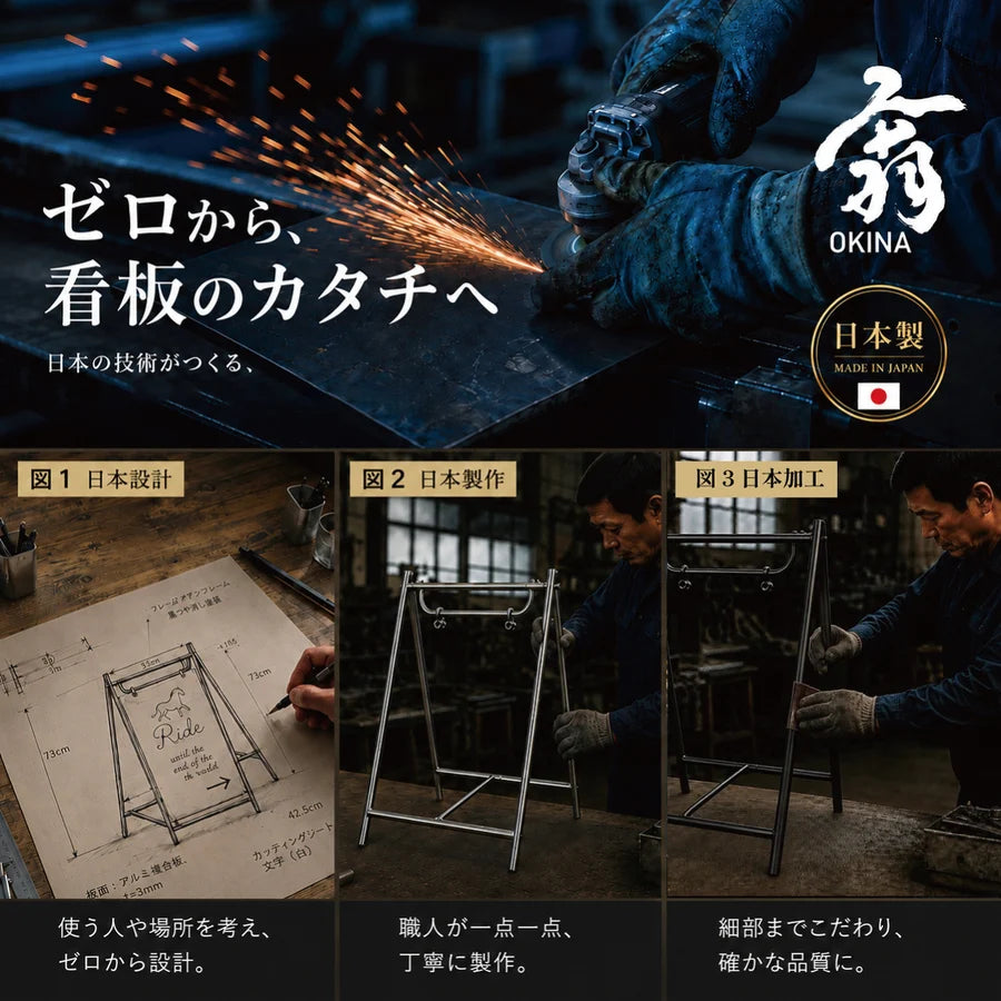 日本製鉄フレーム スタンド看板 黒H1030mm OKINA-TSG50-1030